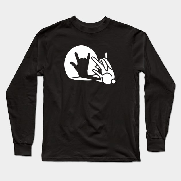 Funny rabbit shadow hand cartoon ROCK music METAL Long Sleeve T-Shirt by LaundryFactory